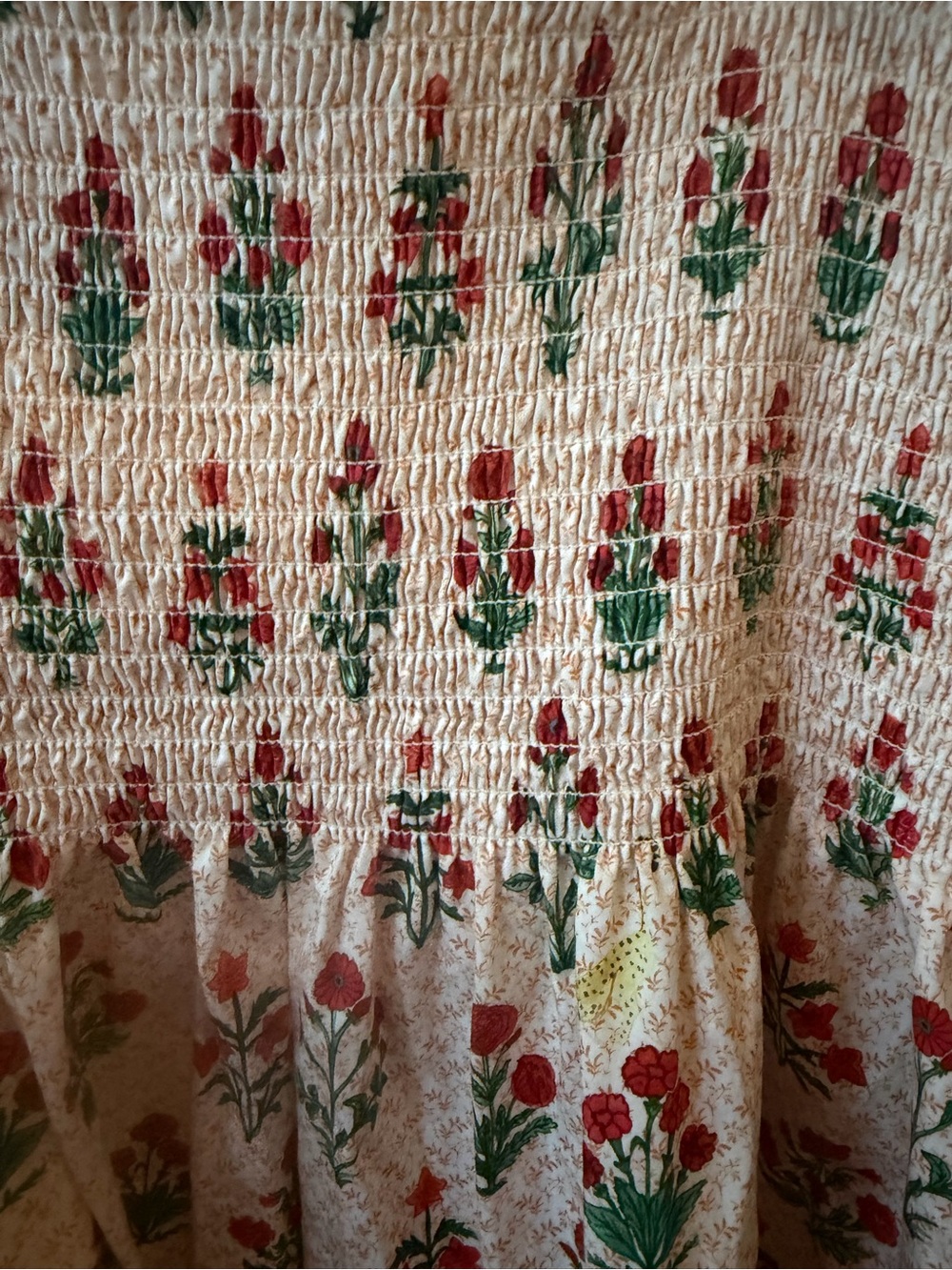 Hill House Cream Dress with Red and Green Floral Print - Picture 3 of 4